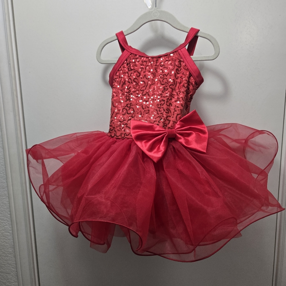 Weissman Red Sequin Dress Tap Dance Costume Weissman Sequin Child xs XSC